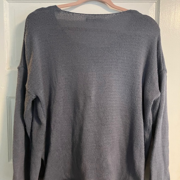 Miracle So Soft purple/grey Knit sweater with blue slogan " champagne please". - Picture 3 of 4